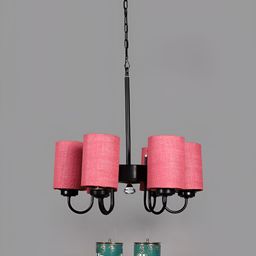 Devansh Pink & Black Iron Quirky Ceiling Lamp-7