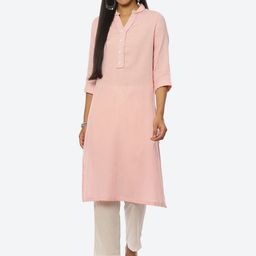 Biba Women Plus Size Pure Cotton Striped Mandarin Collar Kurta-picture-55
