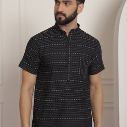 Aarsha Stripes Printed Mandarin Collar Cotton Straight Kurta-12