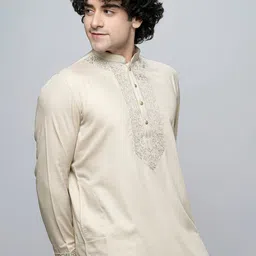 MAAHI FABS Mandarin Collar Thread Work Straight Cotton Kurta-11