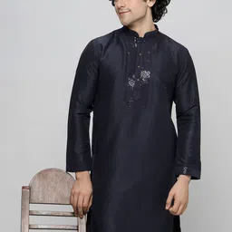 MAAHI FABS Ethnic Motifs Yoke Design Sequinned Detailed Cotton Straight Kurta-image-14