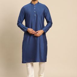 KISAH Men Blue Solid Mandarin Collar  Kurta-31