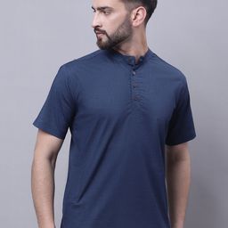 even Band Collar Pure Cotton Kurta-image-80