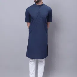 even Mandarin Collar Cotton Straight Kurta-image-56