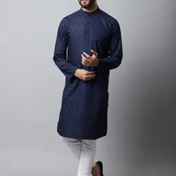 even Men Blue Geometric Printed Kurta-54