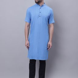 even Band Collar Pure Cotton Kurta-image-35