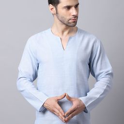 even Men Blue Cotton round neck Short Kurta-27