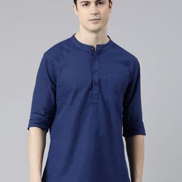 THE SOUL PATROL Band Collar Pure Cotton Short Kurta-image-50