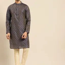 Amodh by Kisah Men Blue Thread Work Kurta-image-34