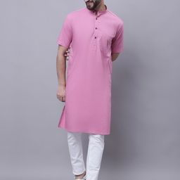 even Band Collar Pure Cotton Kurta-image-73