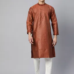 MANQ Men Woven Design Straight Kurta-image-81