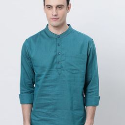 THE SOUL PATROL Mandarin Collar Cotton Straight Kurta-image-5
