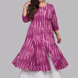 KALINI Plus Size Tie & Dyed Round Neck A-Line Kurta-picture-16