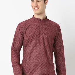 BELLAZO Men Geometric Printed Thread Work Kurta-9