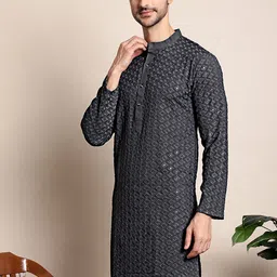 Anouk Ethnic Motifs Embroidered Mirror Work Straight Kurta-image-26