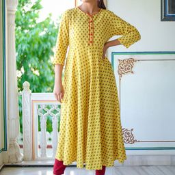 KALINI Ethnic Motifs Printed Pure Cotton Anarkali Kurta-picture-56