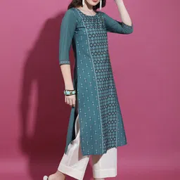 Vishudh Geometric Printed Thread Work Kurta image 1