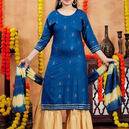 Aarika Girls Printed Thread Work Kurta-image-38