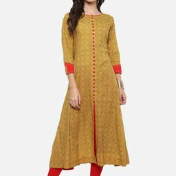 YASH GALLERY Floral Printed Front Slit A-line Kurta-image-94