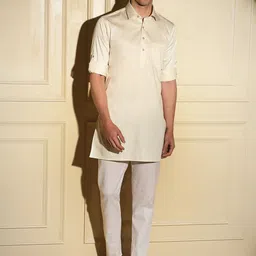 MAD EXPRESS butter Shirt Collar Straight Kurta-image-70