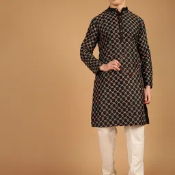 SOJANYA Embroidered Band Collar Kurta-image-99