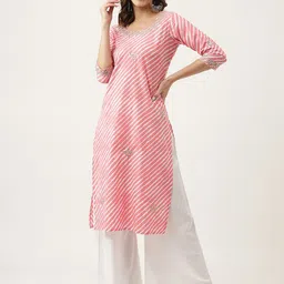 Divena Striped Thread Work Cotton Kurta-image-43