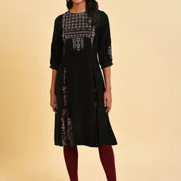 W Ethnic Motifs Embroidered  Thread Work  A-Line Kurta-picture-24