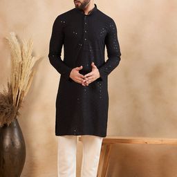 HERE&NOW Men Ethnic Motifs Embroidered Straight Kurta-picture-9