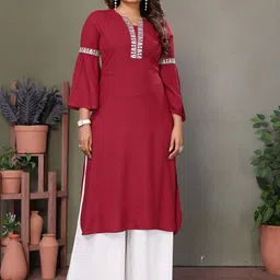 Rangita Women Embroidered Bell Sleeves Thread Work Kurta-picture-35