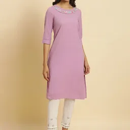 W Ethnic Motifs Yoke Design Pure Cotton Kurta-2