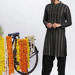 KISAH Geometric Printed Mandarin Collar Cotton A-Line Kurta-picture-43