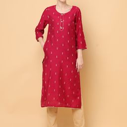 aayusika Geometric Printed Notched Neck Straight Kurta-picture-56