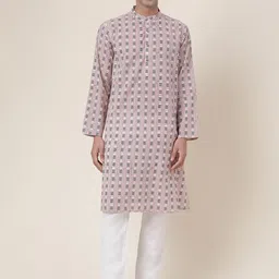 Fabindia Quirky Printed Band Collar Cotton Kurta-35