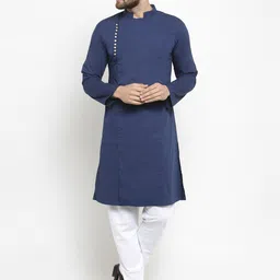 Purple State Men Navy Blue Kurta-image-73