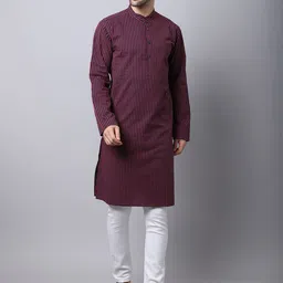 Even Men Black & Red Striped Kurta-21