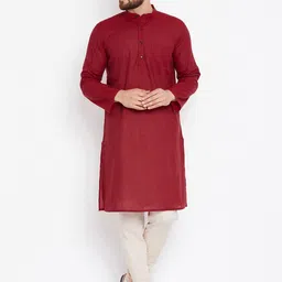 even Mandarin Collar Long Sleeves Pure Cotton Kurta-image-47