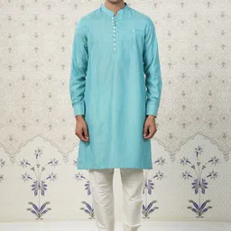 Ode by House of Pataudi Mandarin Collar Straight Kurta-image-17