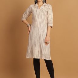 Sayesha Striped Shirt Collar Pure Cotton Straight Kurta-image-62