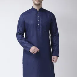 SG LEMAN Men Navy Blue Cotton Kurta-image-92