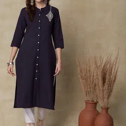 FASHOR Mandarin Collar Thread Work Straight Kurta-picture-16