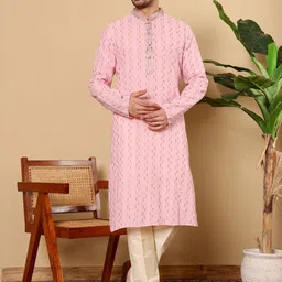 MULTI SHADES Men Ethnic Motifs Thread Work Kurta-70