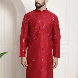 SOJANYA Ethnic Motifs Mirror Work Kurta-image-12