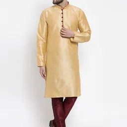 Kaifoo Men Gold-Toned Thread Work Kurta-picture-16