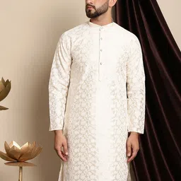 Anouk Floral Embroidered Thread Work Mandarin Collar Kurta-image-93