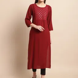 Pistaa Floral Yoke Design Mirror Work Kurta-picture-58