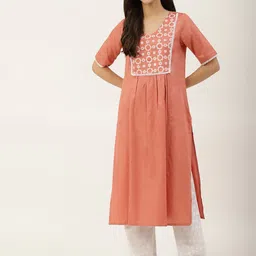 KALINI Ethnic Motifs Printed A-Line Cotton Kurta-39