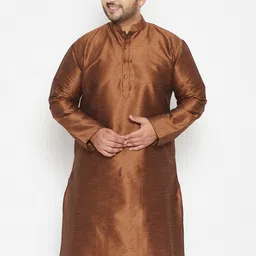 VASTRAMAY Plus size Men Coffee Brown Kurta-16