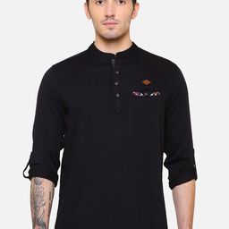 Kuons Avenue Men Black Solid Cotton Short Kurta-picture-23