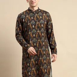 Amodh by Kisah Ethnic Printed Mandarin Collar Regular Kurta-picture-7