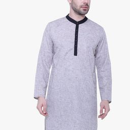 Kuons Avenue Men Grey Linen Cotton Ethnic Kurta-image-102